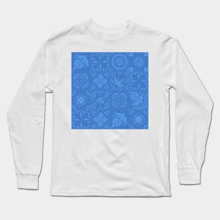 Light Blue Talavera Tile Pattern by Akbaly Long Sleeve T-Shirt